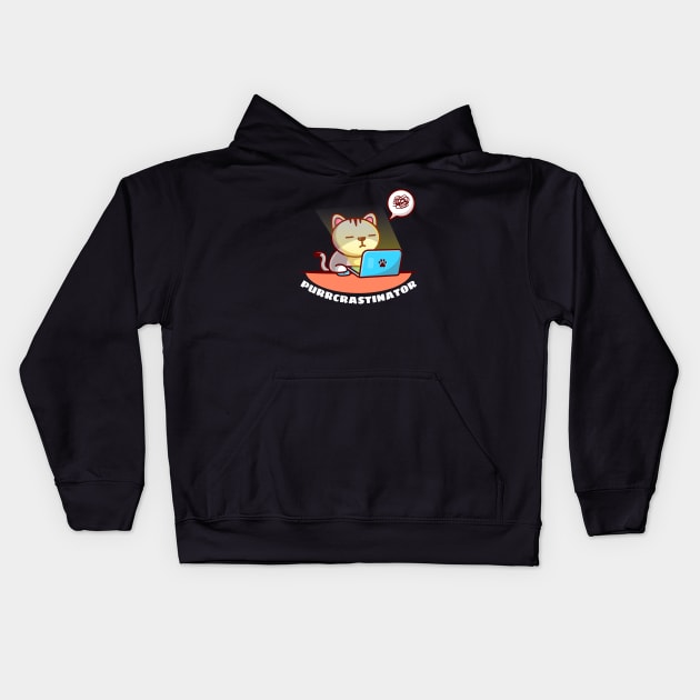 Purrcrastinator | Cute Procrastinator Pun Kids Hoodie by Allthingspunny